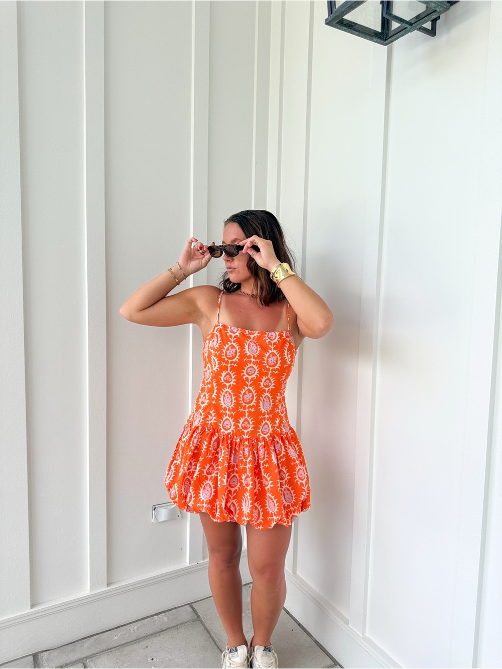 Kids Orange Patterned Swim Dress